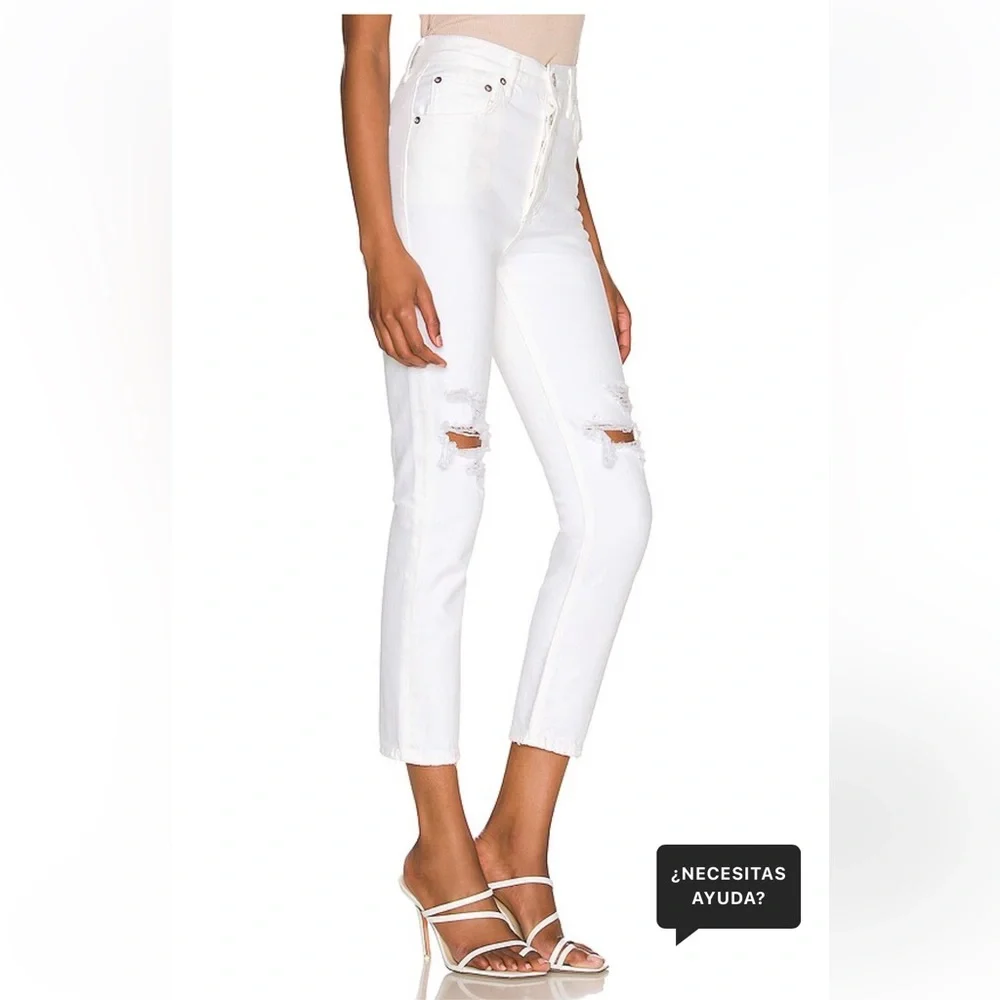 AGOLDE Riley High Rise Straight Crop Jeans Veil White‎ Distressed Womens Size 24